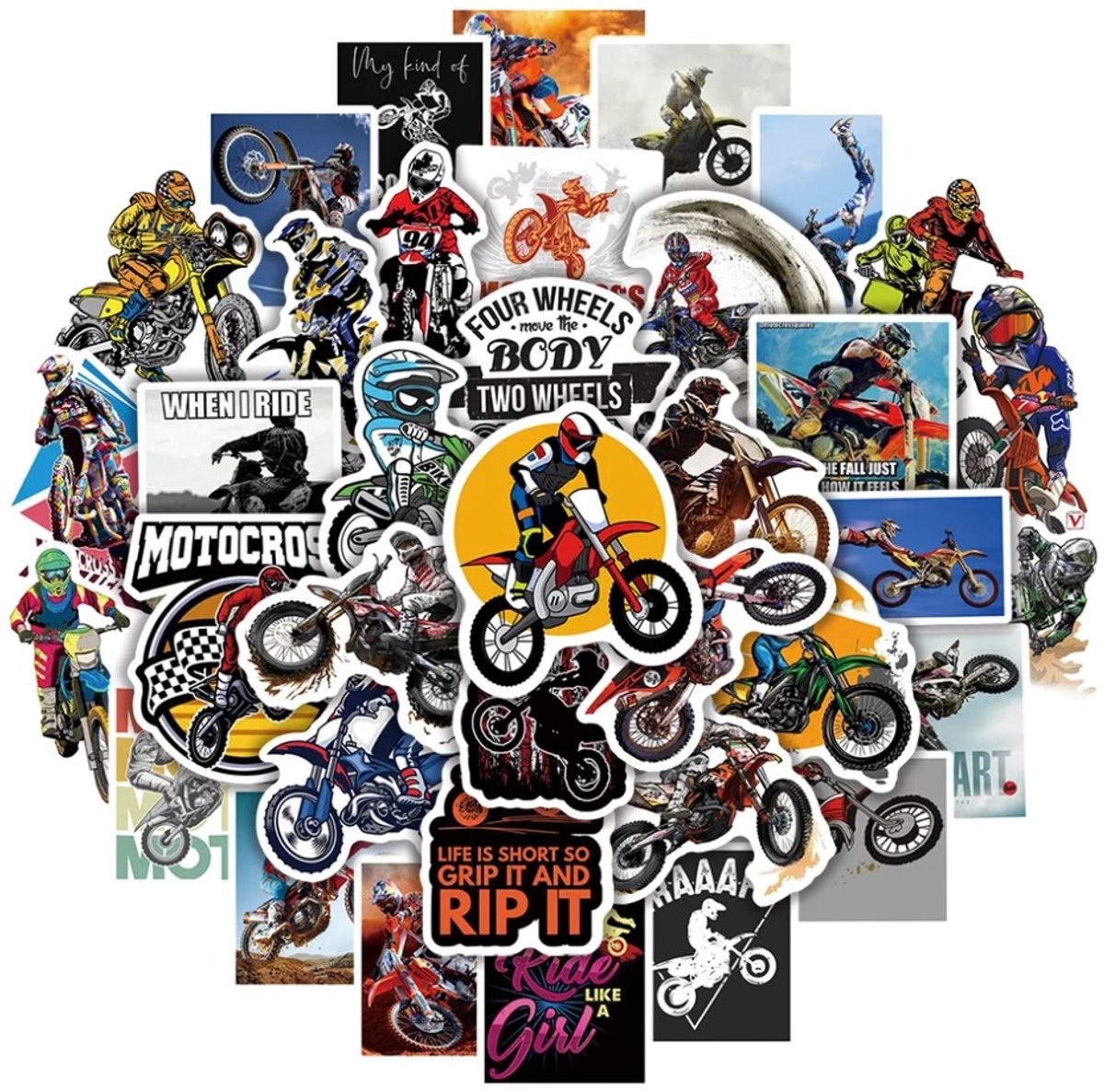 Ulanax® | Motorcross stickers - Motor stickers - Voor motorliefhebbers - Decoratie - 50 stuks